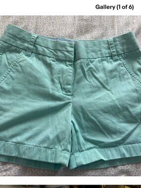 J Crew Womens Chino Shorts 100% Cotton Size 0 Teal Blue Coastal Pastel Preppy